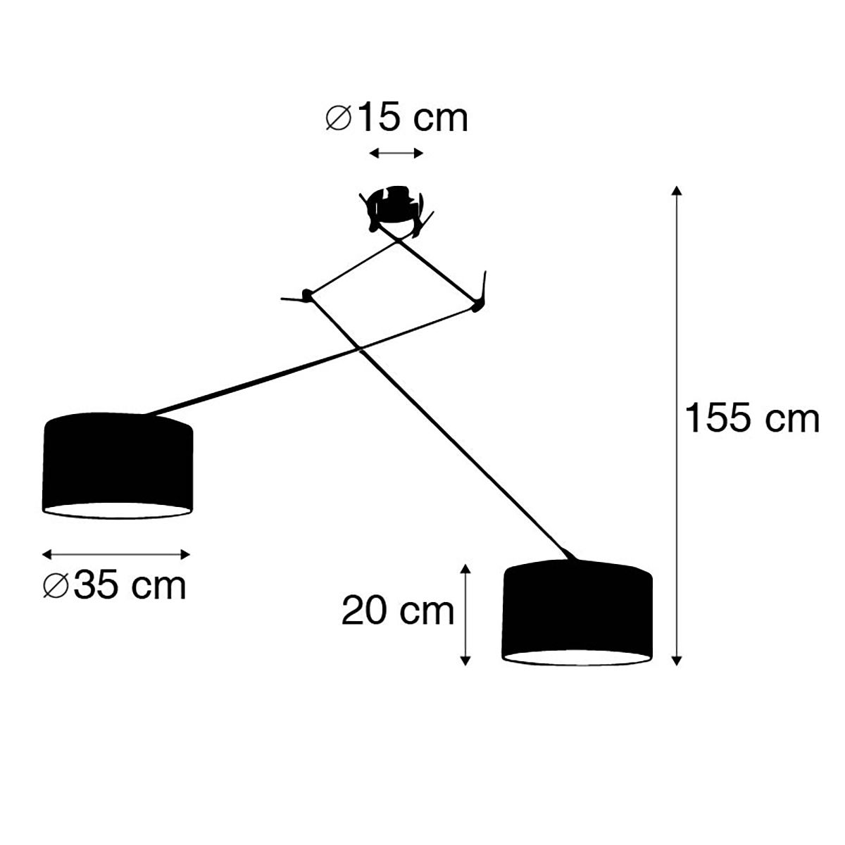 Smart hanglamp staal met kap 35 cm wit incl. 2 Wifi A60 - Blitz