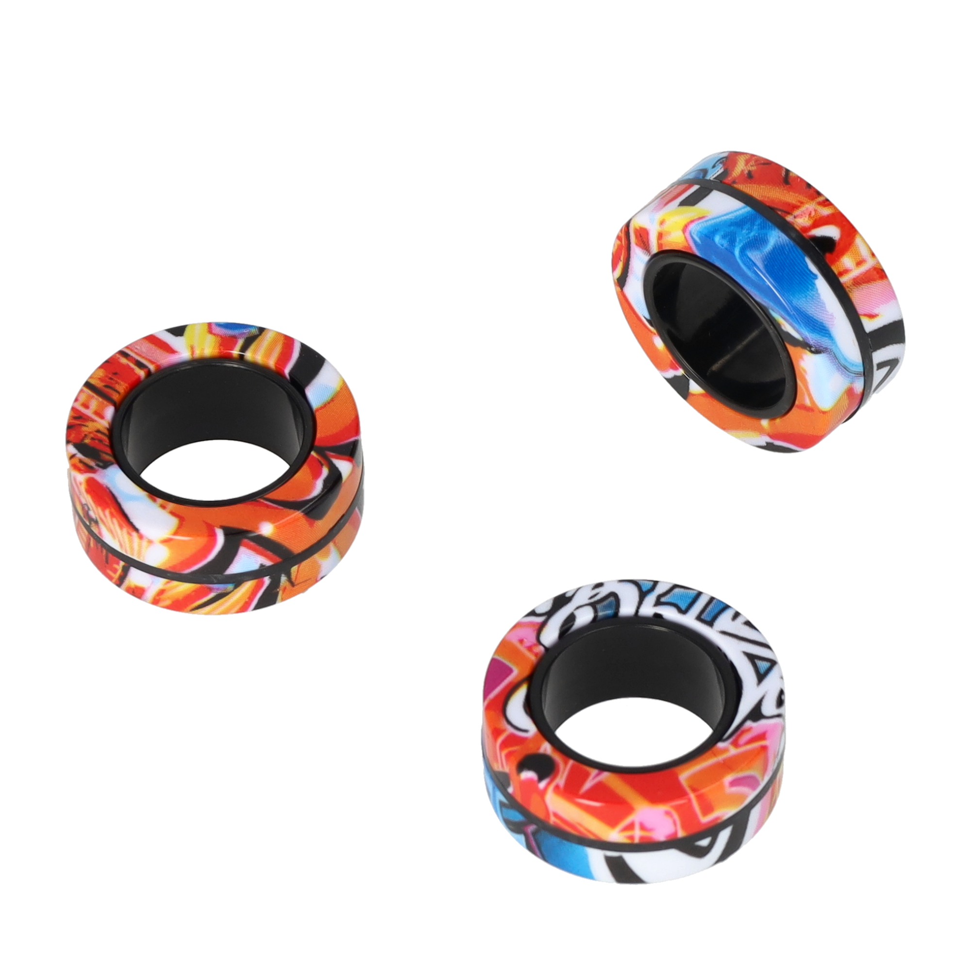 (3er Set) Ø3cm Anti Stress Finger Ring Spiel Magnetisches Fidget Hand Spinner Spielzeug - Assortiert