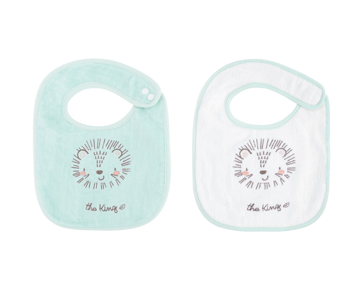 Kikkaboo Babylatz Frottee 2-teiliges Set, Lätzchen, Druckknopf, 100% Baumwolle türkis
