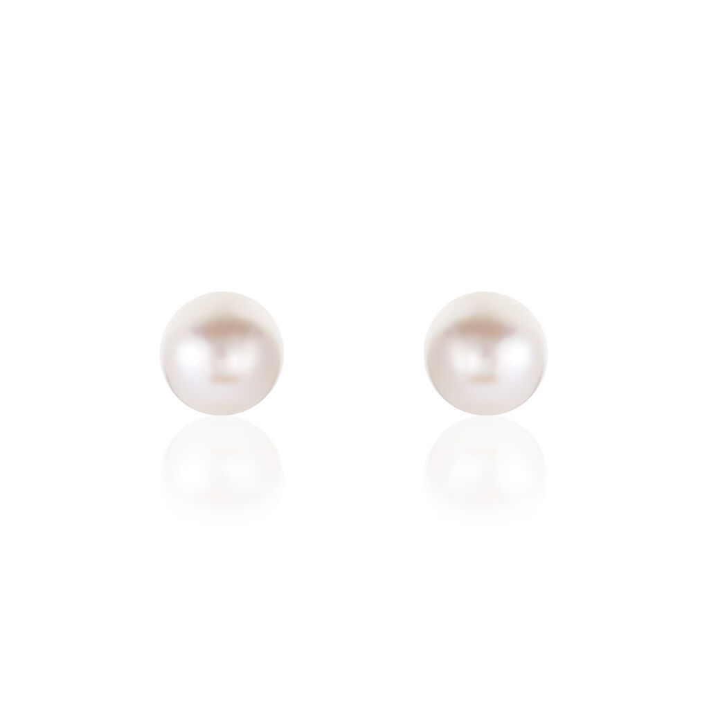 Boucles D'oreilles Puces Kesya Nacres Bouton Or Jaune Perle De Culture