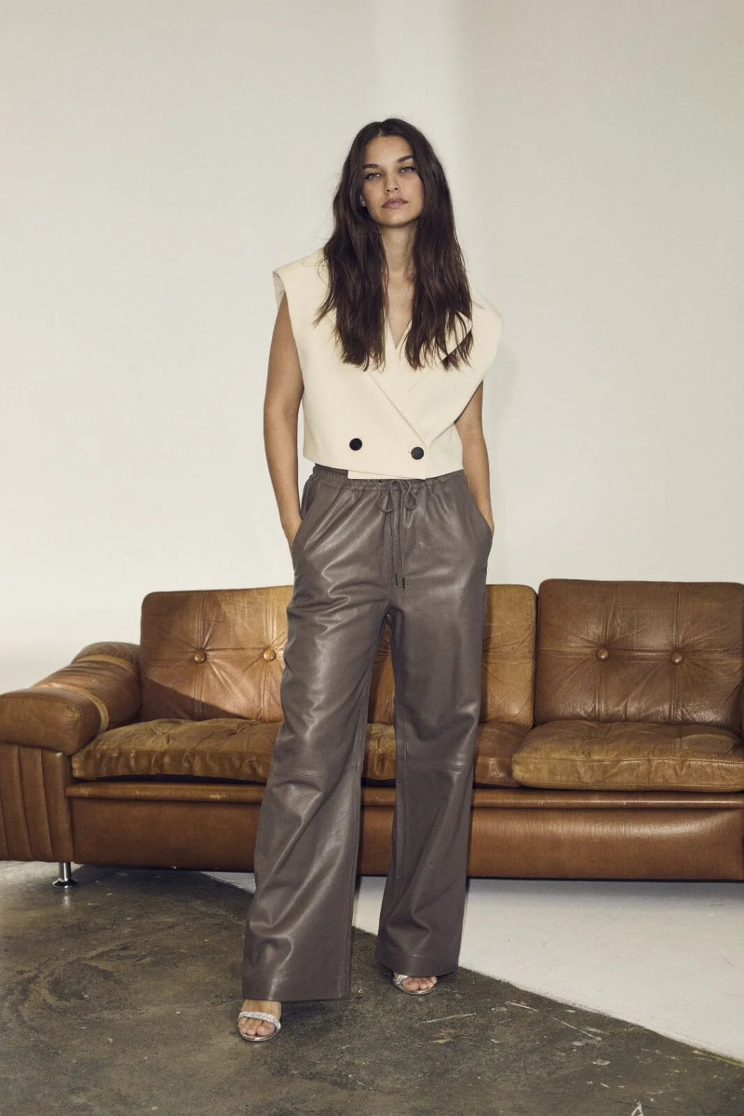Co´Couture Phoebecc Pullon Leatherpant 31243 317 elephant