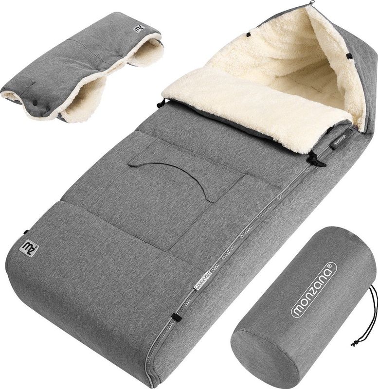 Monzana Baby Voetenzak – Ritssluiting Wasbaar 90x60cm - Grijs
