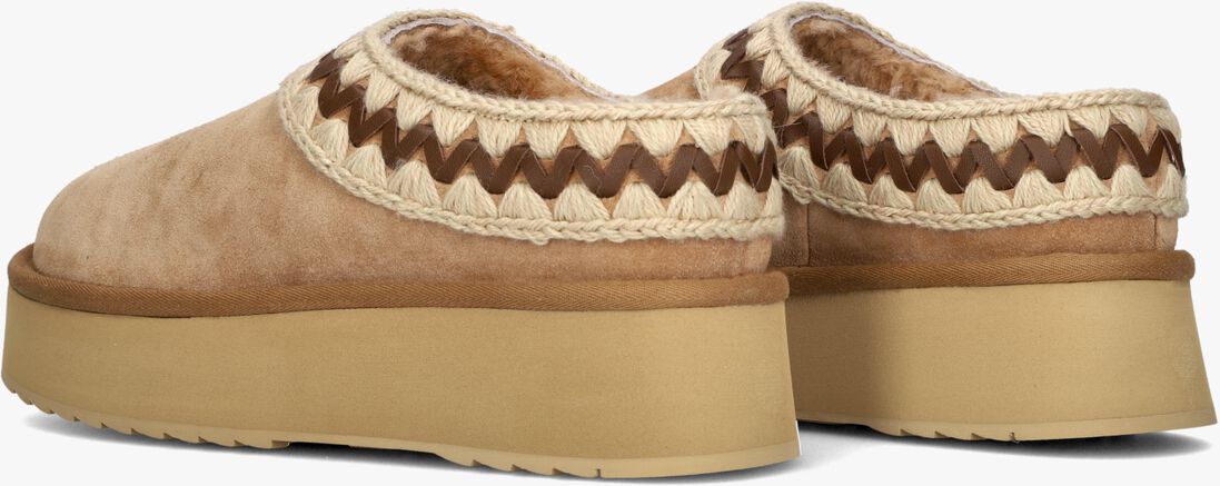 beige mou pantoffels platform clog suede leather st