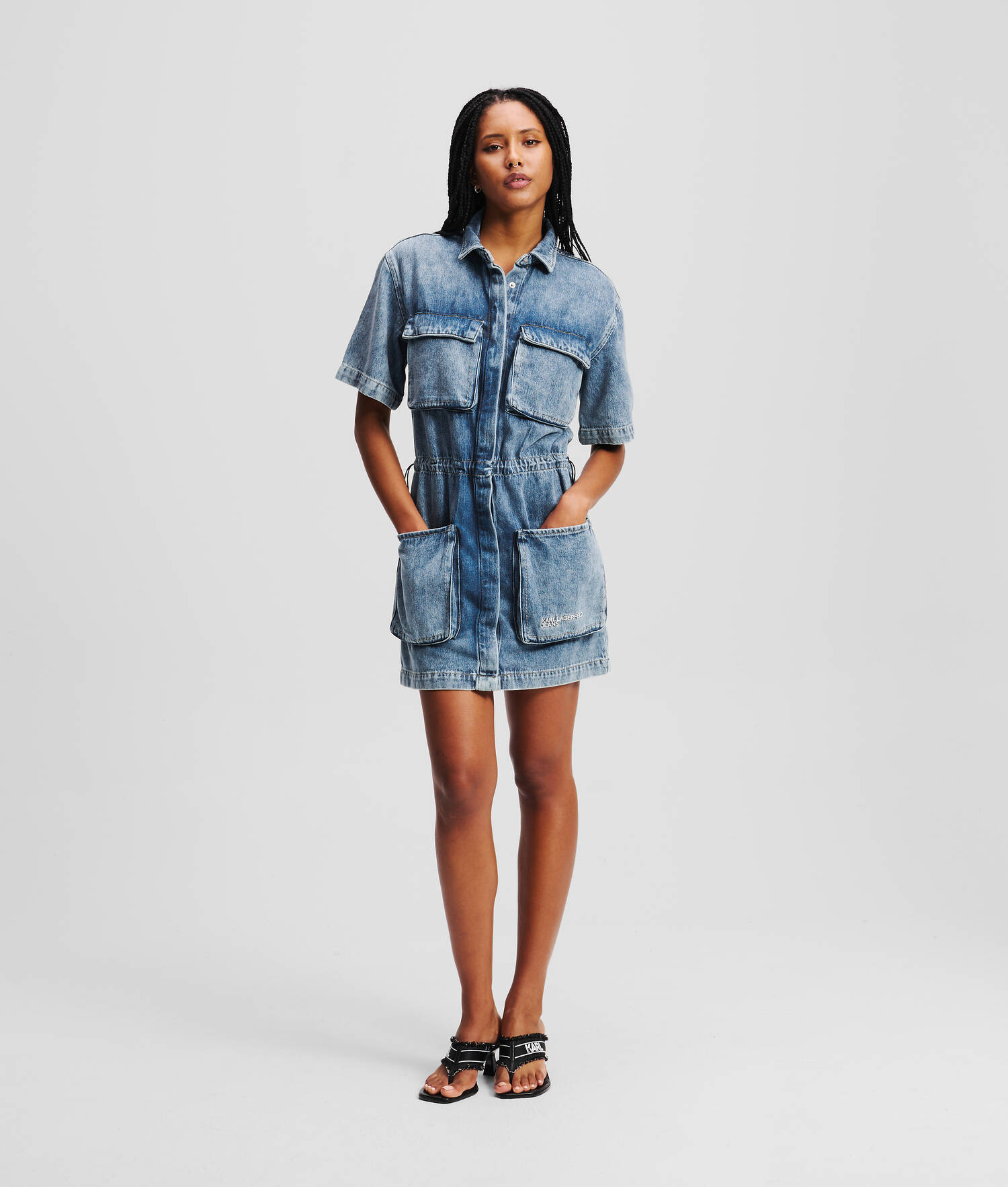 ROBE CHEMISE EN DENIM UTILITAIRE - Bleu Marbre