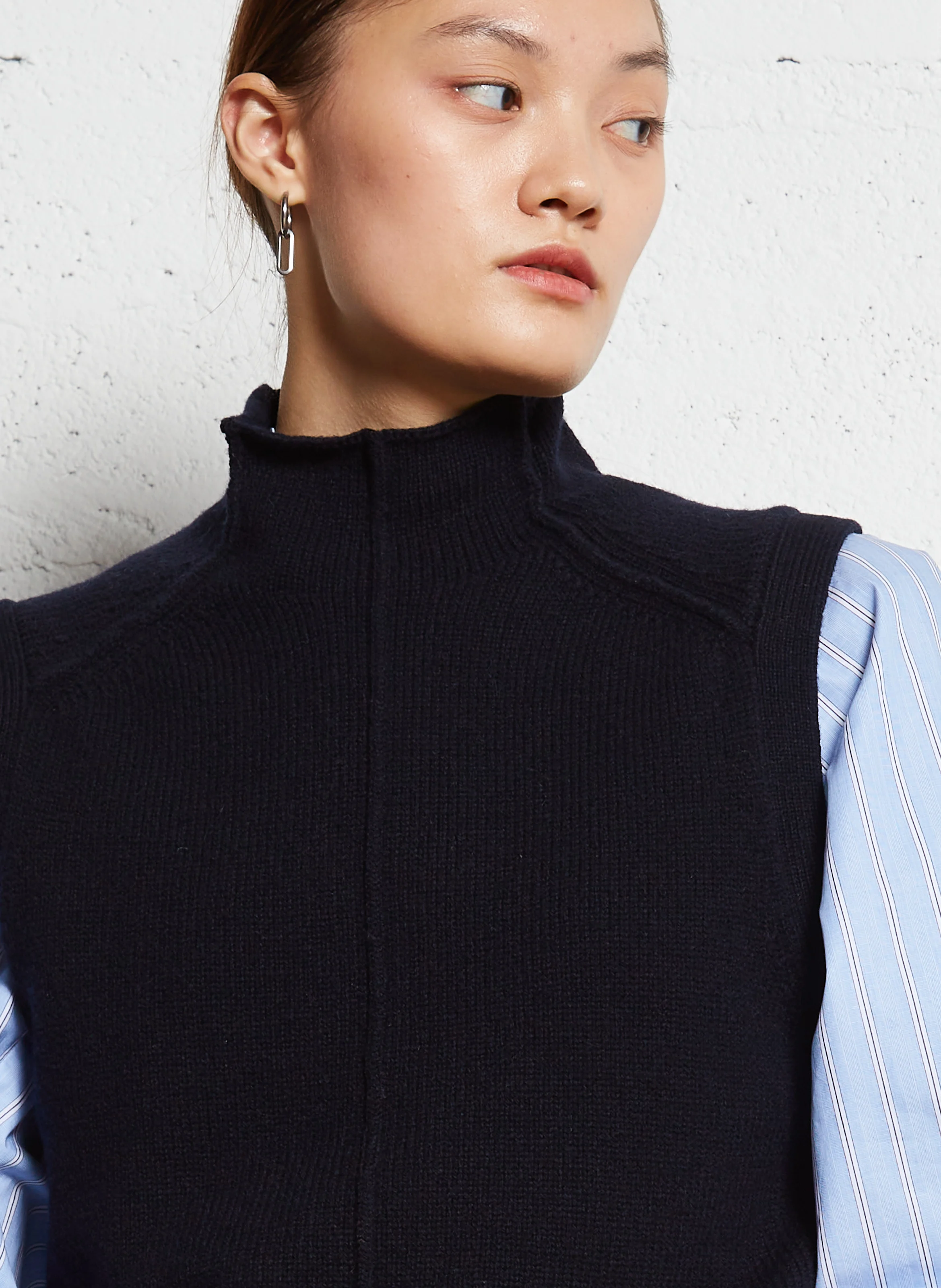 CANDICE - Top col montant en laine| Bleu