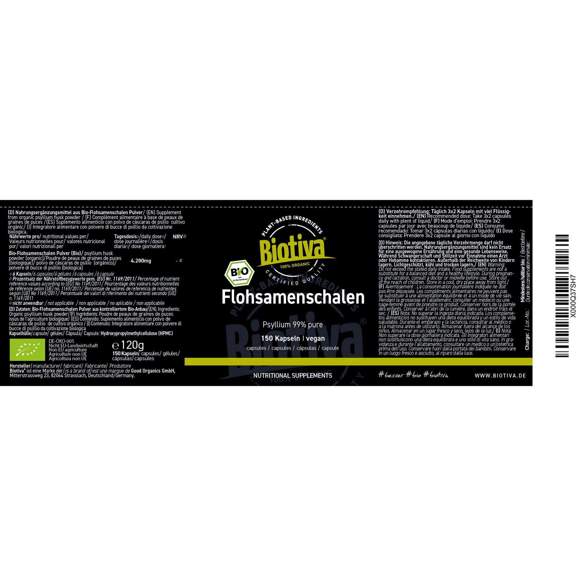 Biotiva Flohsamenschalen Kapseln Bio