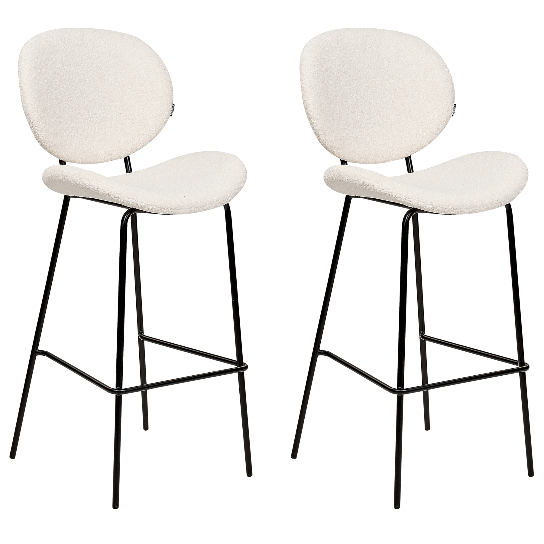 Beliani - LUANA - Barkruk set van 2 - Wit - Bouclé