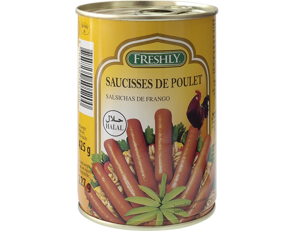 SALSICHAS FRESHLY FRANKFURT DE FRANGO HALAL 425G