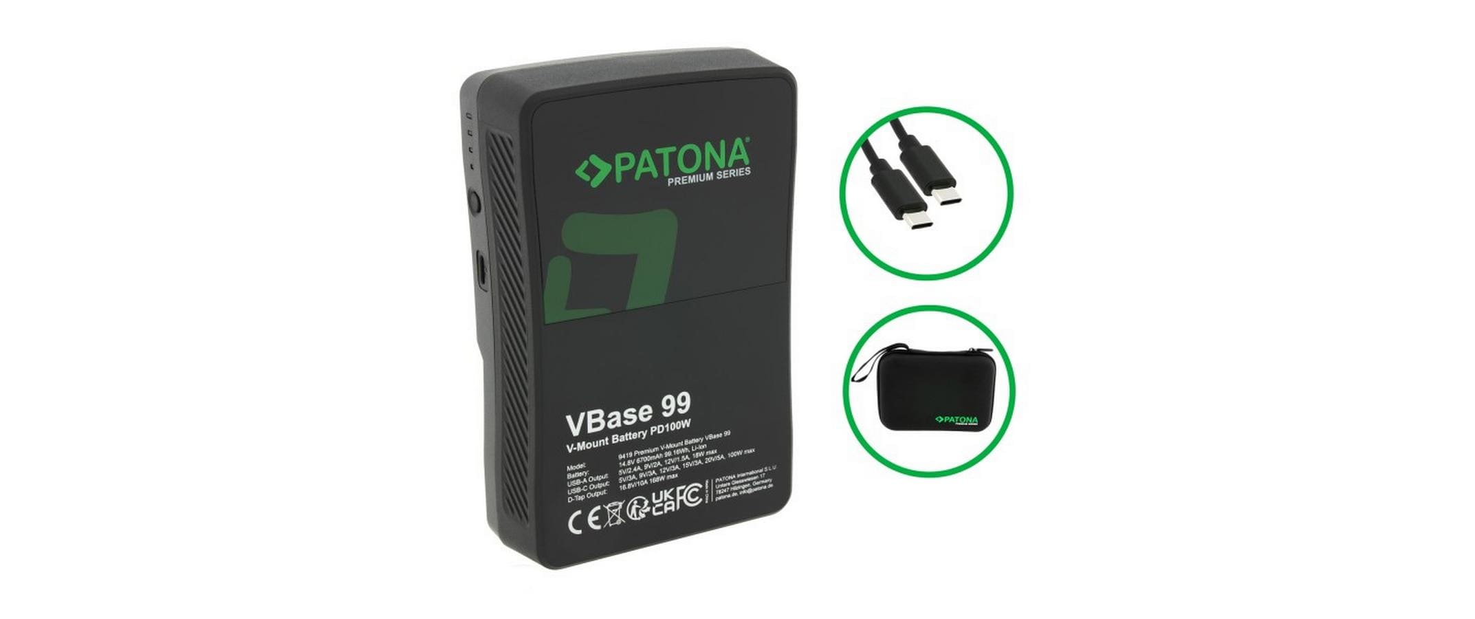 Digitalkamera-Akku VBase 99<br>Leistungsstarker Kameraakku mit USB-C Power Delivery