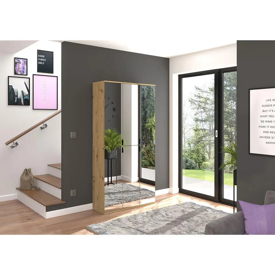 Hioshop ProjektX kledingkast 2 deuren spiegel