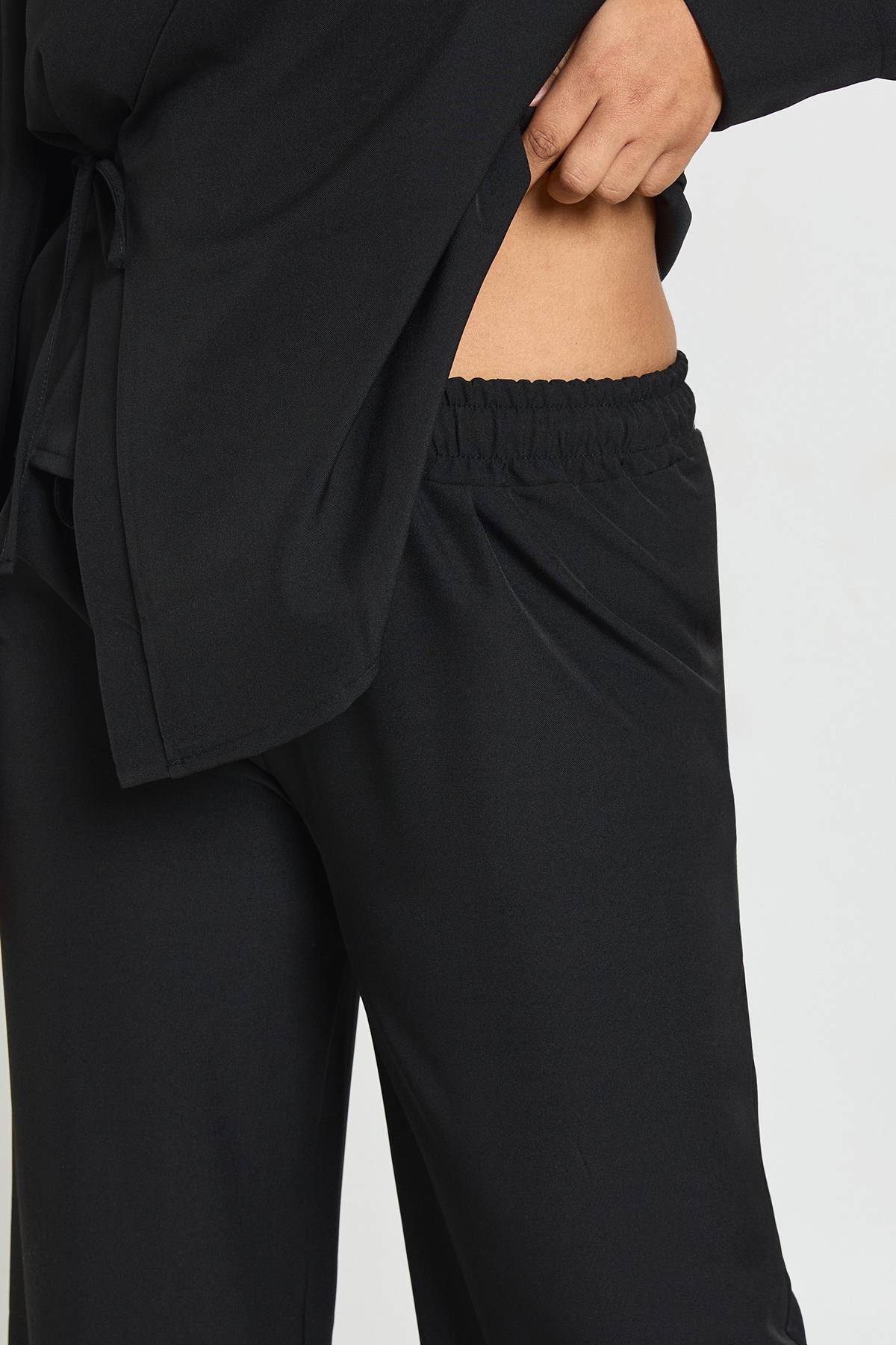 boohoo Ensemble Coordonné Grande Taille Chemise Cache-cœur Et Pantalon Large En Tissu Chiné