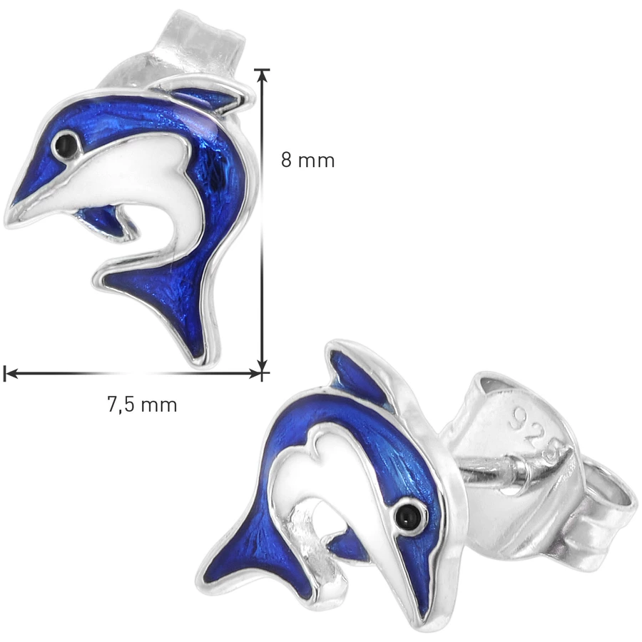 trendor Mädchen-Ohrringe Silber 925 Delfin Ohrstecker silver