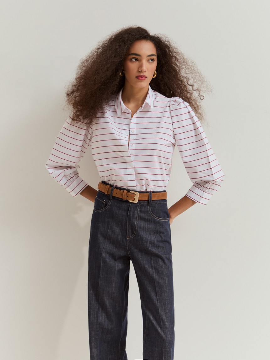 Camisa de riscas em algodão