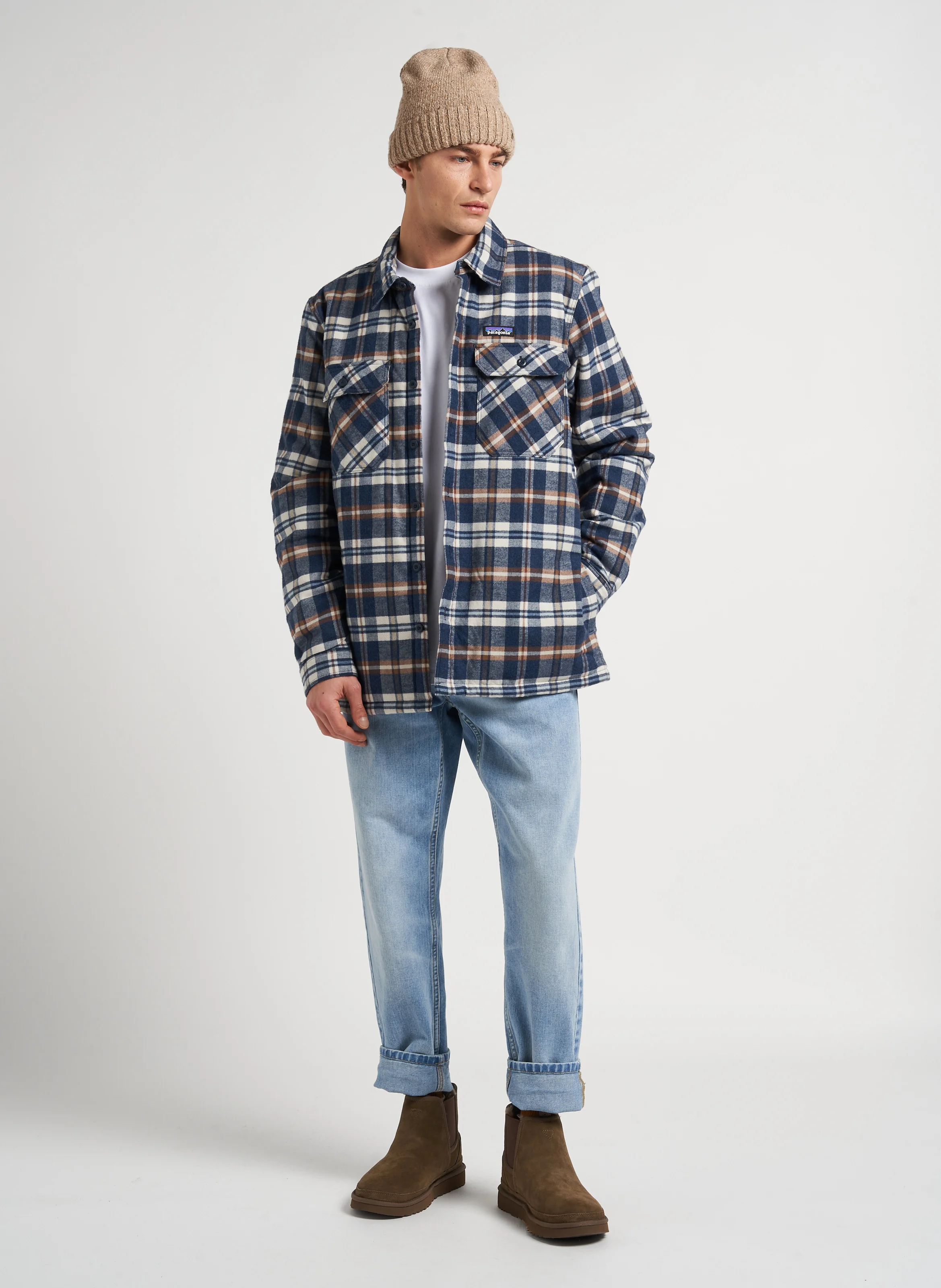 INSULATED - Veste col classique en coton biologique | Bleu