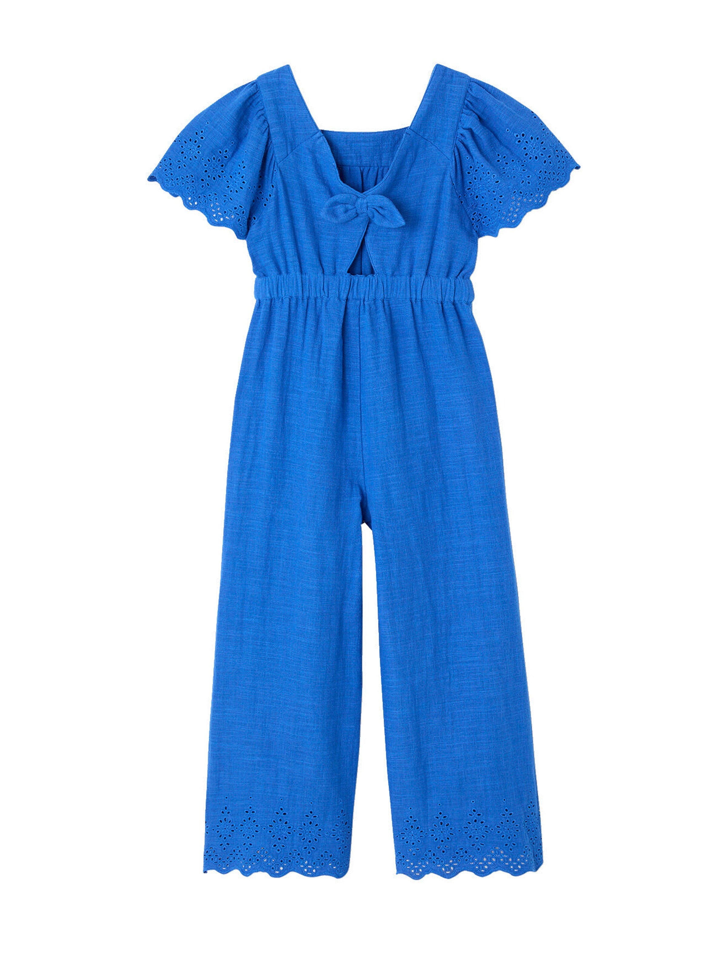 Vertbaudet Mädchen Jumpsuit aus Musselin mit Stickerei elektrisch blau