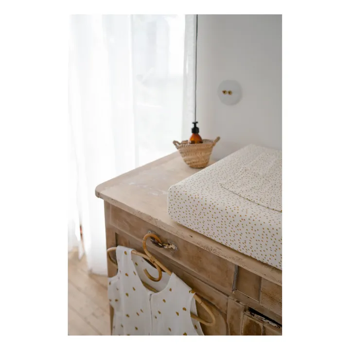 Rose in April Housse de matelas à langer Fanny Mini-cœurs | Jaune moutarde