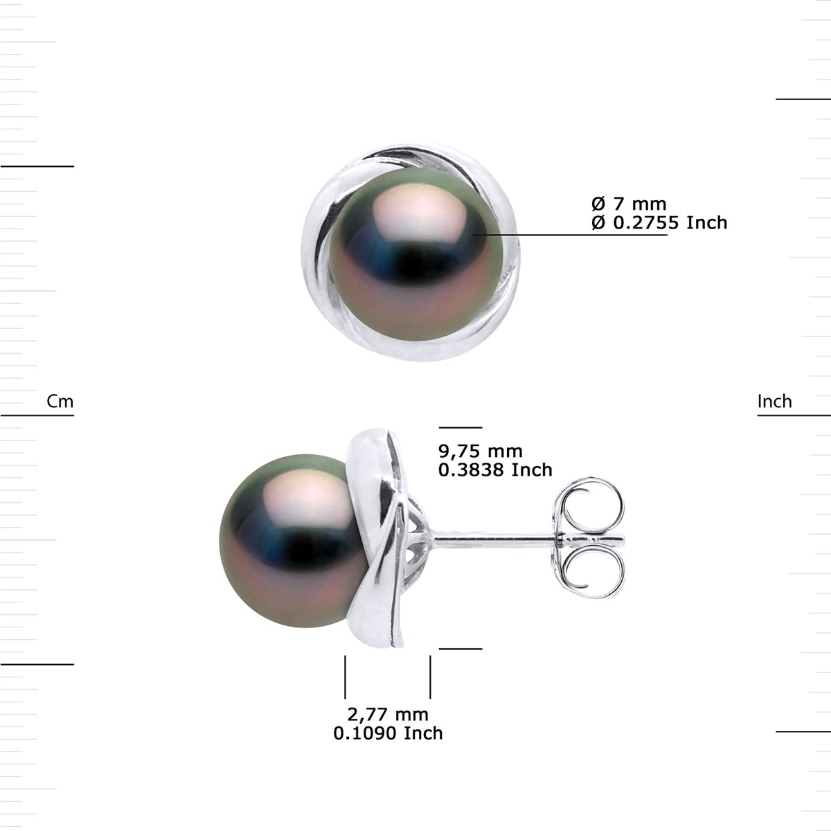 STELLA - Boucles d'Oreilles Perles de Tahiti 7-8 mm Or Blanc