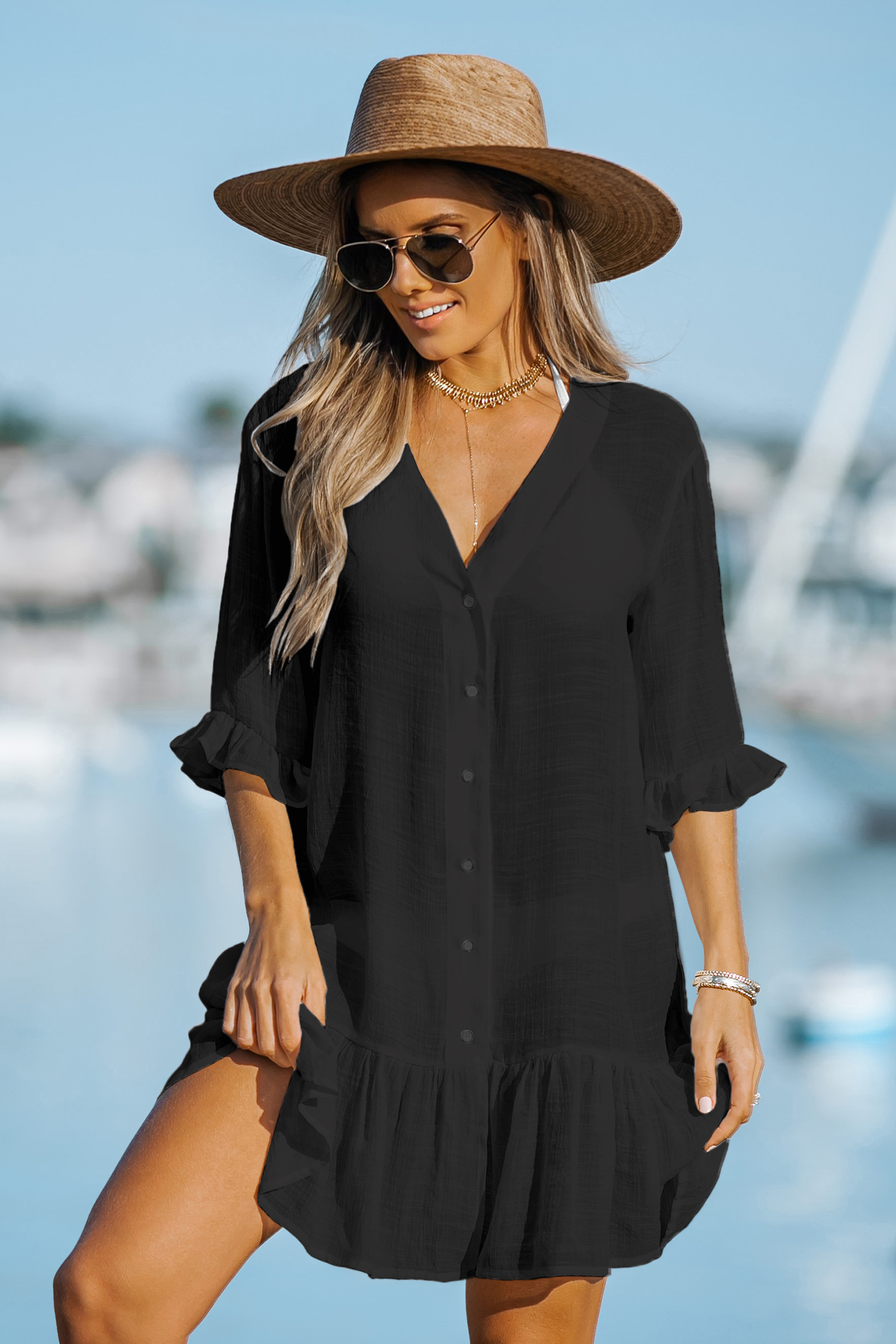 Robe cover up à volants