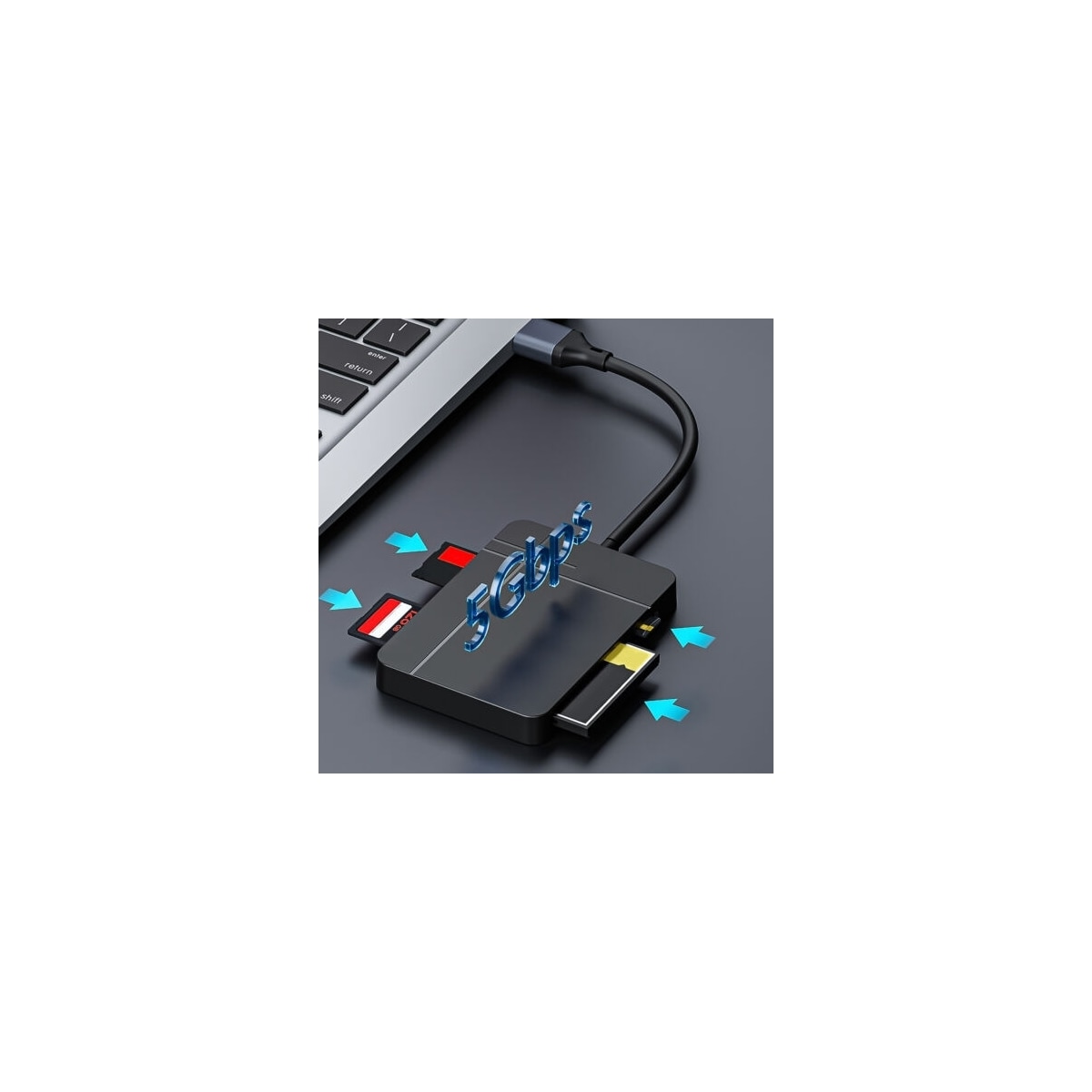 NÖRDIC USB-A 3.1, USB-C-kortleser 4 spor CF, SD 4.0, MicroSD 4.0, MS UHS-II