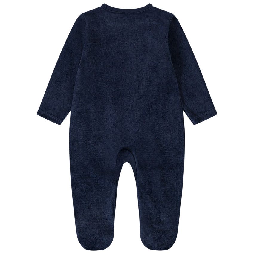 Dors-bien en velours pour bébé fille avec ouvertures différentes selon l'âge - Bleu marine
