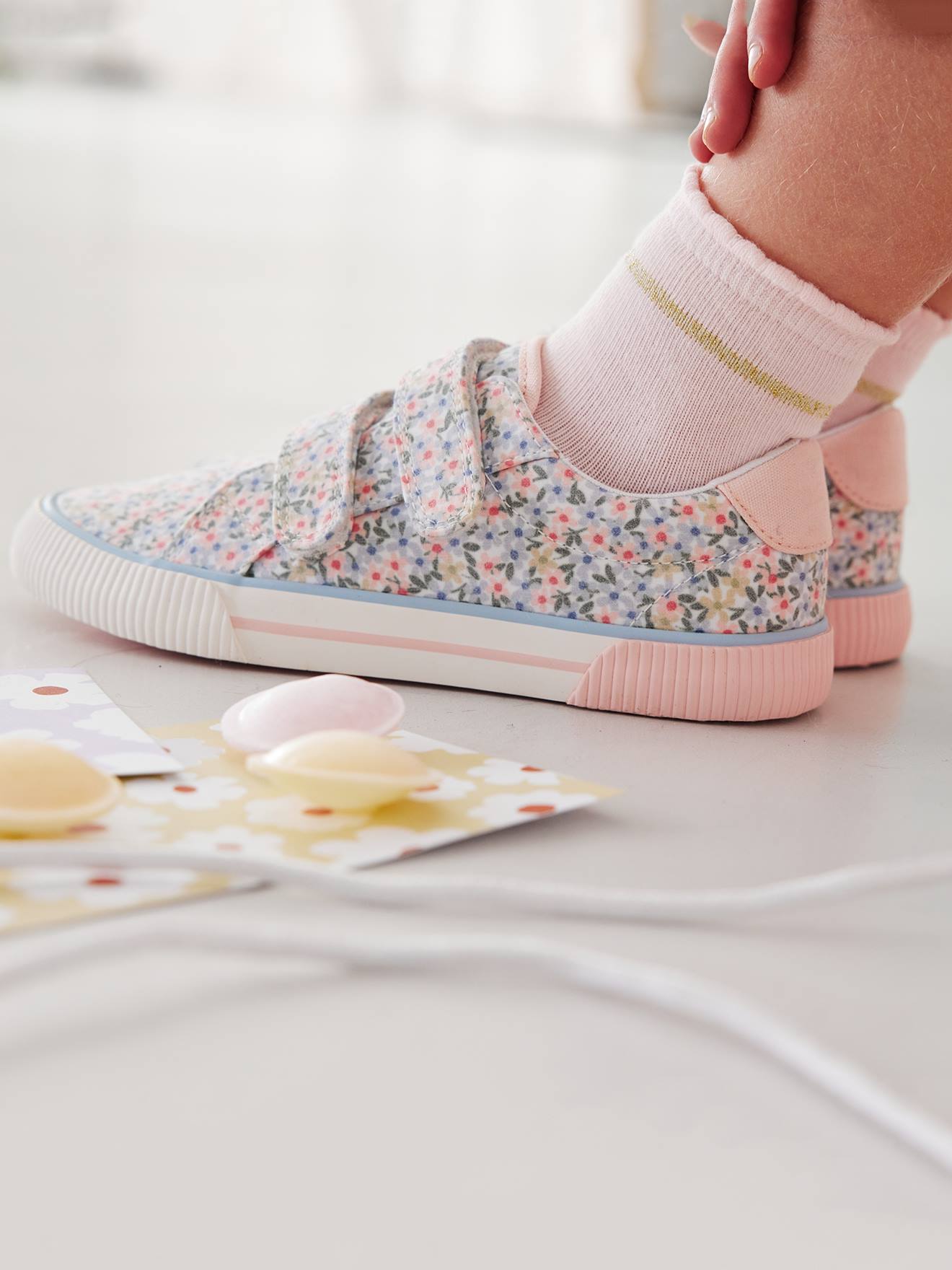 Pacote com 7 pares de meias lurex tamanho médio para meninas, rosa antigo