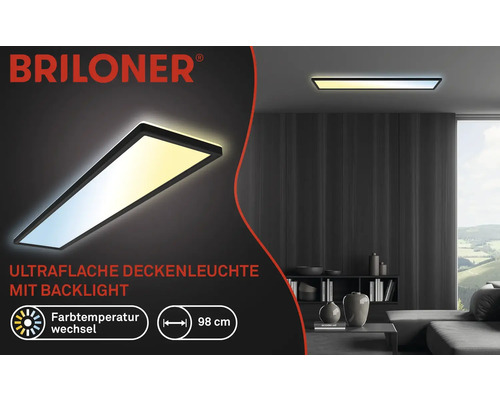 Dimbaar LED-paneel, 36W, 4800 lm, CCT verstelbaar, wit, 20x98 cm, slank, zwart + afstandsbediening + achtergrondverlichting + nachtlampfunctie