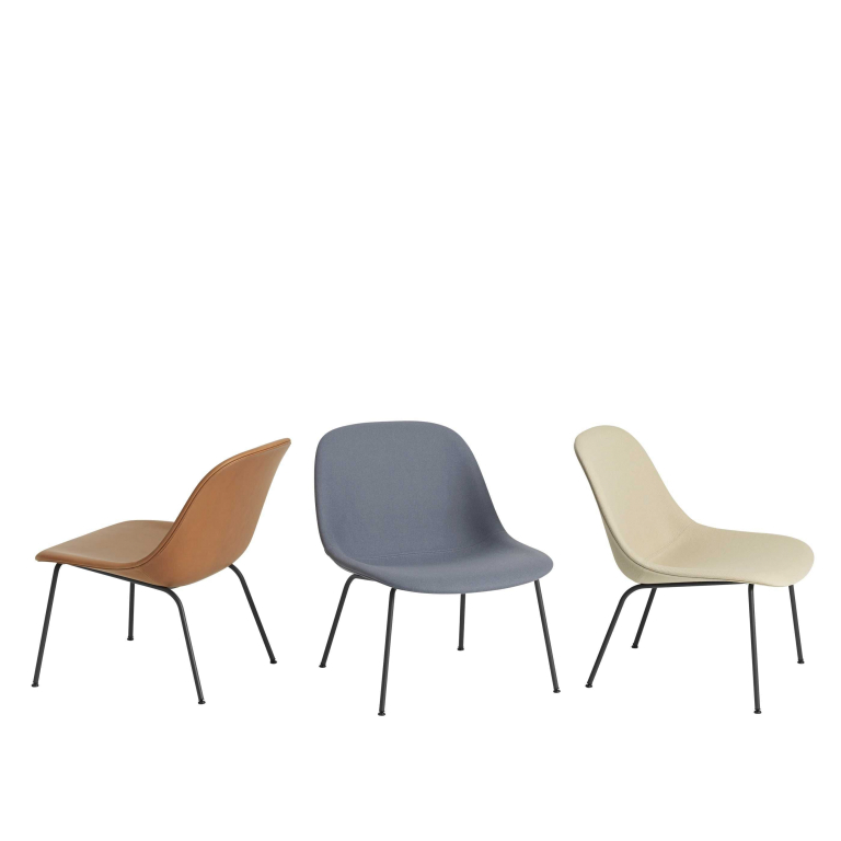 Muuto Fiber Tube fauteuil Silk Leather cognac