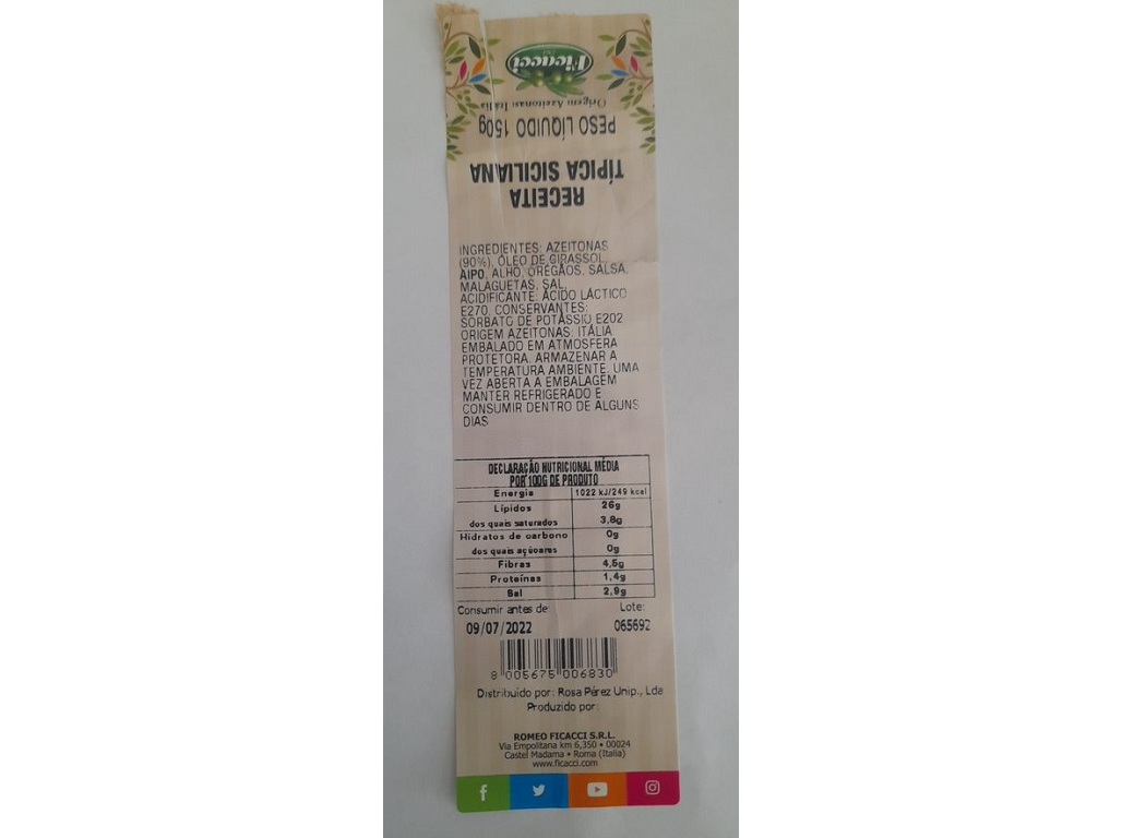 AZEITONAS FICACCI SICILIANA 150G