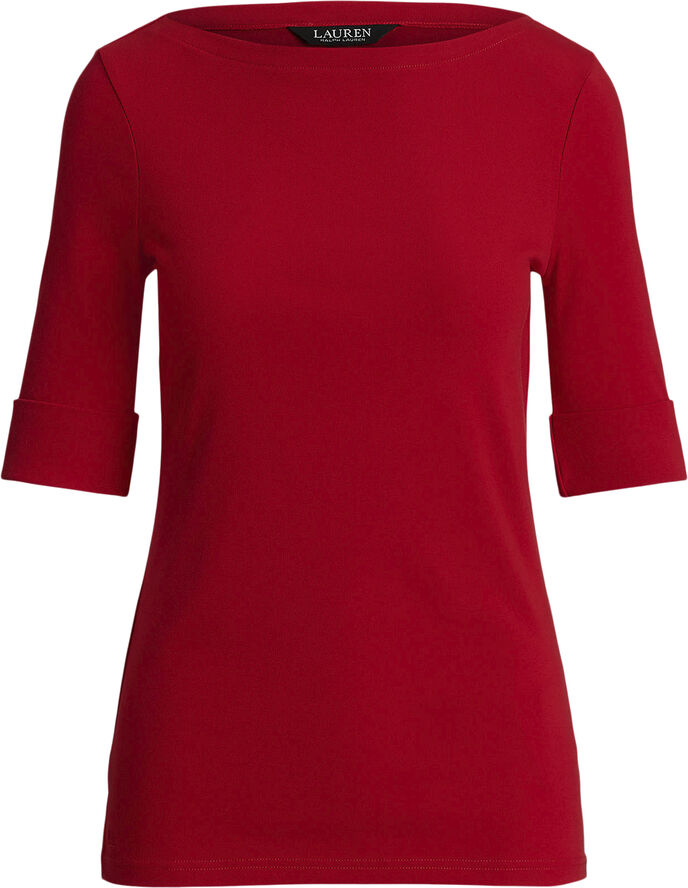Lauren Ralph Lauren RFND STRTCH 1X1 RIB-ELB SLV BT NK T Festive red