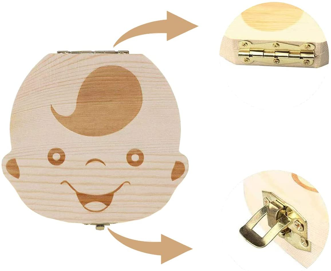Holz Kinder Milchzahn Schatulle Zähnchen Aufbewahrungsbox mit Innengravur - Junge