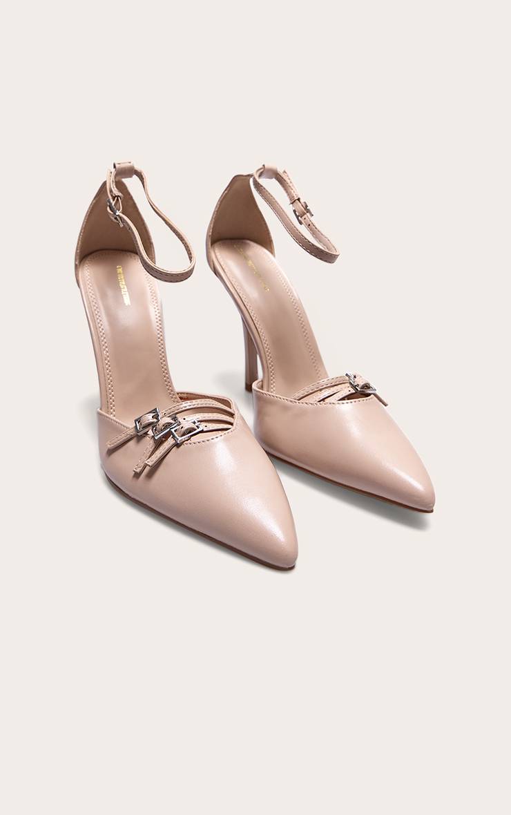 Crème Escarpins À Bout Pointu En Synthétique Avec Détail Boucle