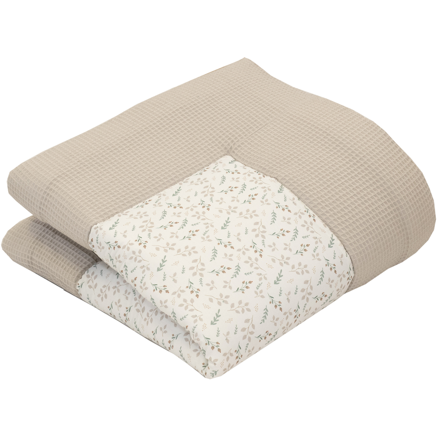 ULLENBOOM Krabbeldecke & Laufgittereinlage Waffel Motiv Floral Sand 100 x 100 cm