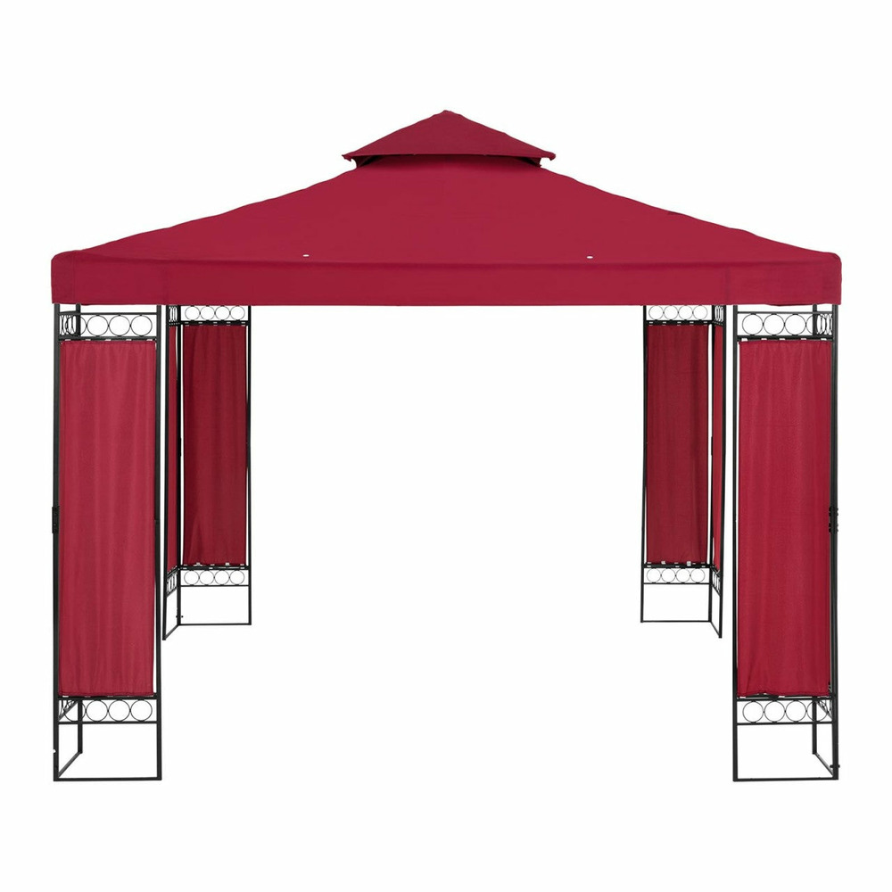 Pergola pavillon barnum tonnelle tente abri gazebo de jardin terrasse rouge bordeaux 3 x 3 m 160 g/m²