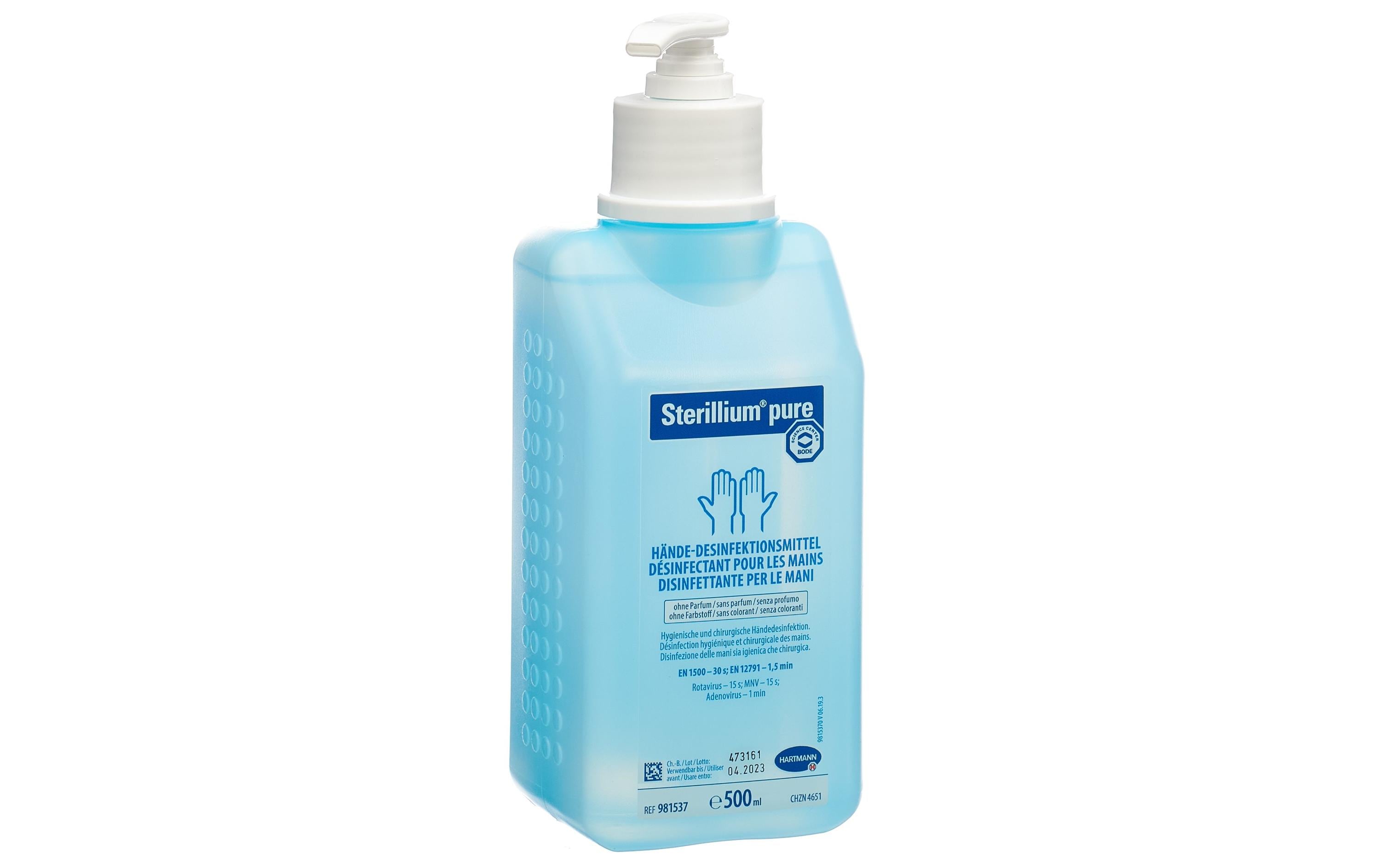 Desinfektionsmittel Pure Hände Pumpflasche 500 mlKlassisches Desinfektionsmittel gegen Bakterien und Viren