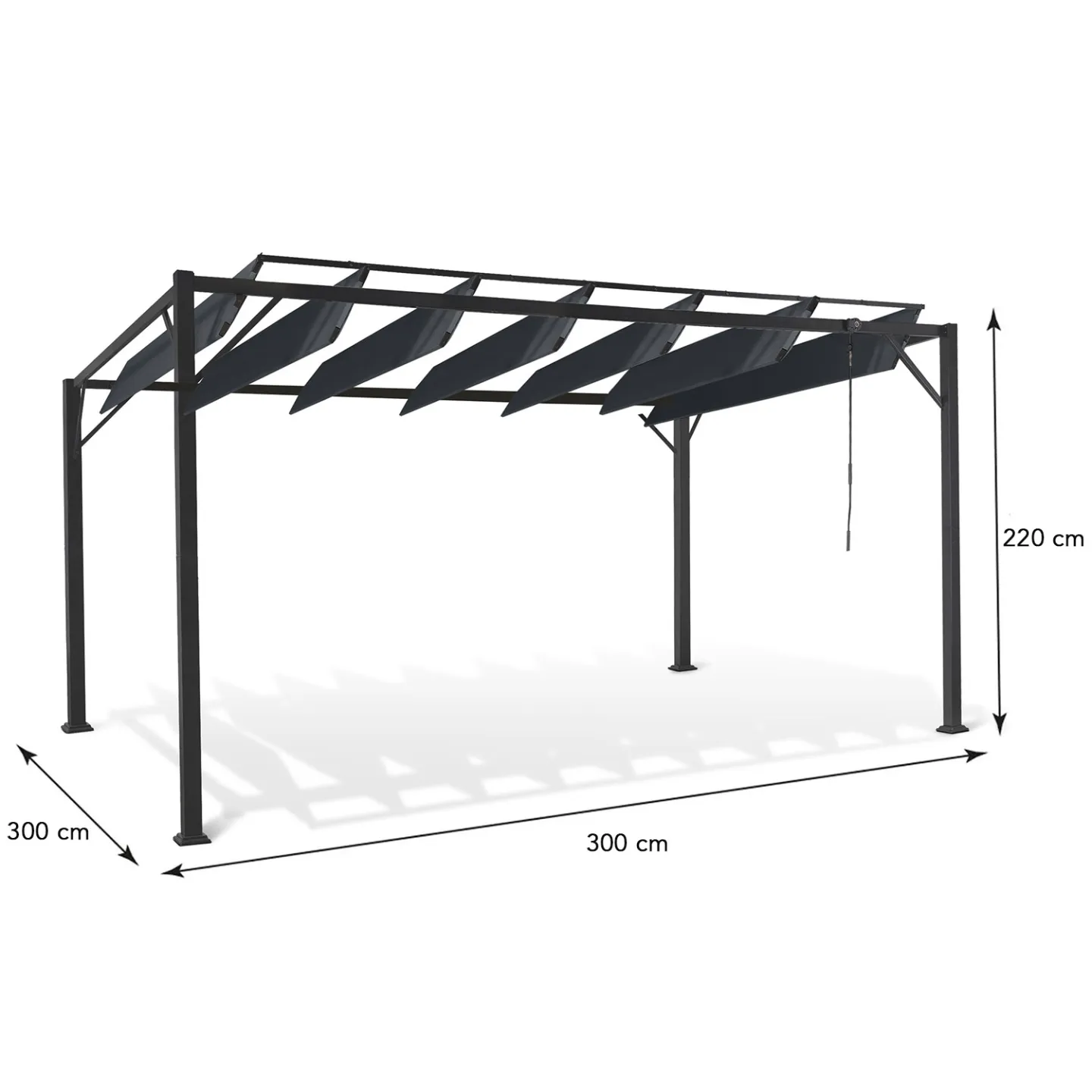 Pergola édition luxe lames orientables 3x3 M et 4 stores gris anthracite