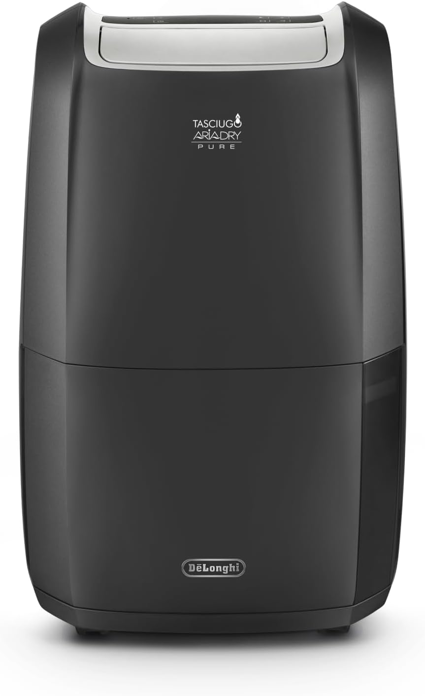 De'Longhi Tasciugo AriaDry Multi - Tragbarer Luftentfeuchter-Luftreiniger, 21L/Tag Feuchtigkeitsentzug, Wäschetrockner, Anti-Schimmel, Wi-Fi und Alexa, LCD-Display, Grau (DDSX220WFA)