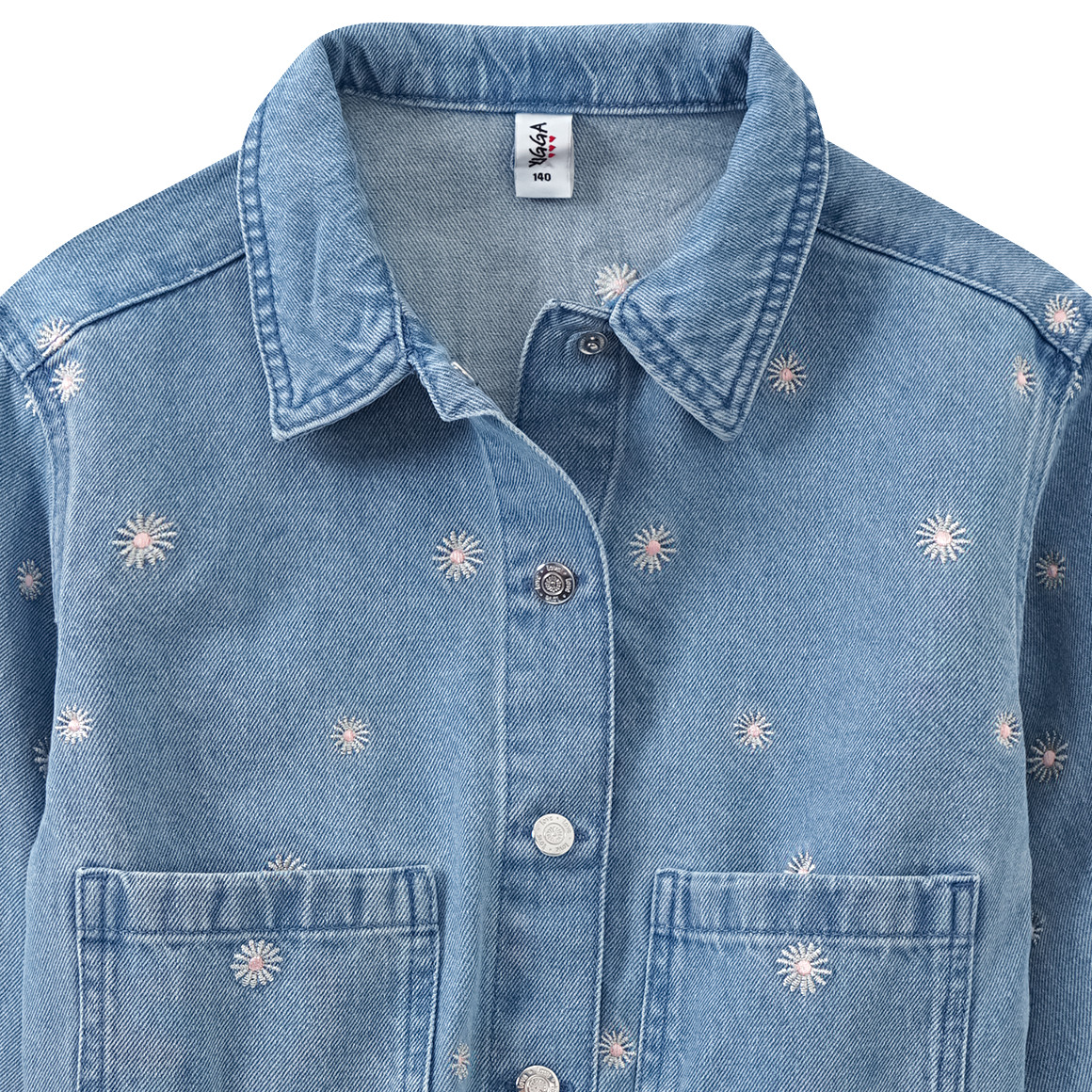 Yigga Mädchen Jeansjacke mit Stickerei hellblau