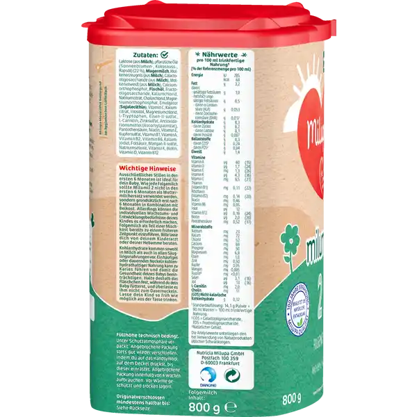 milumil 2 Folgemilch nach dem 6. Monat