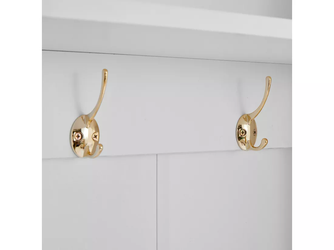 Vestiaire multifonction - avec banc à chaussures et patères - Blanc