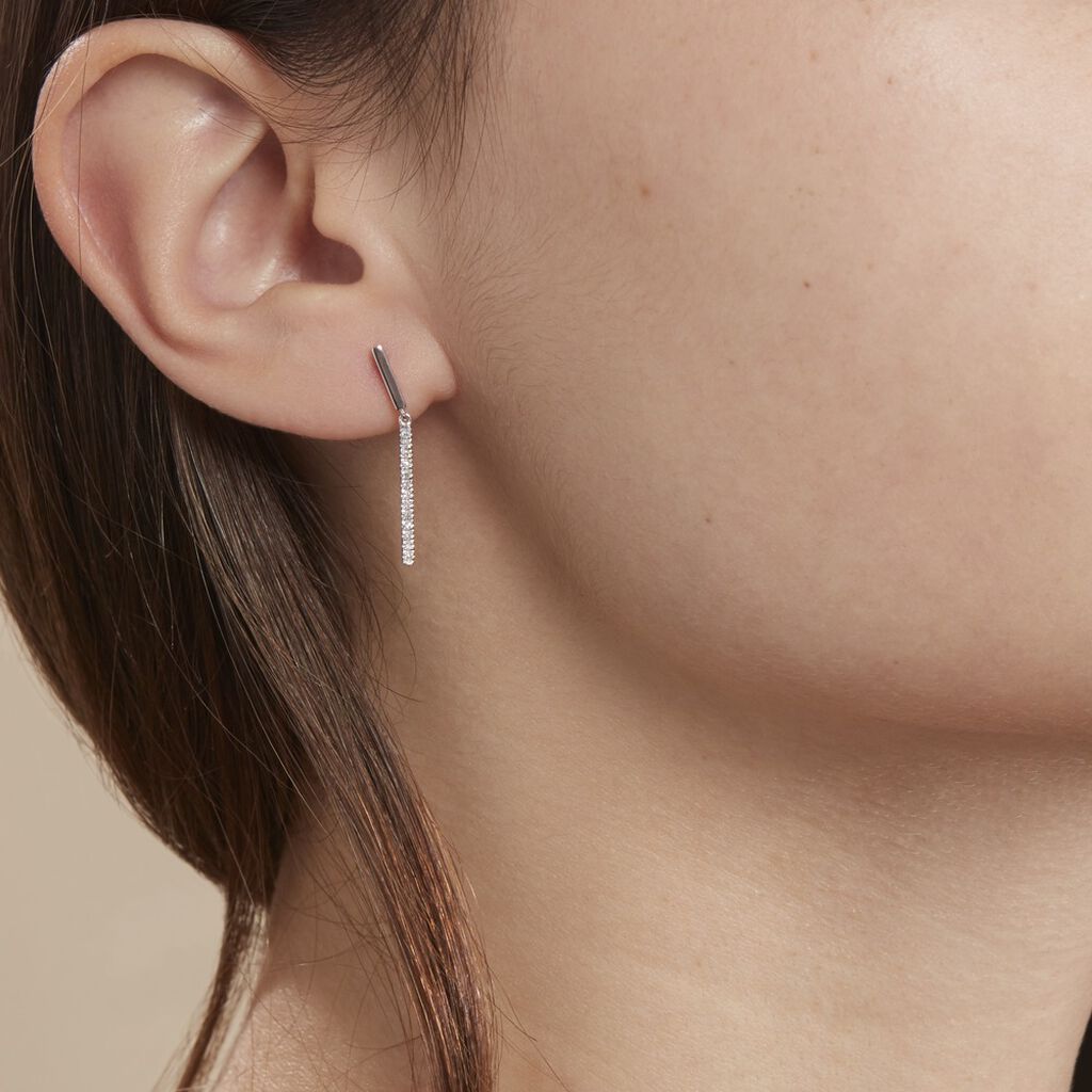 Boucles D'oreilles Puces Alayna Or Blanc Diamant