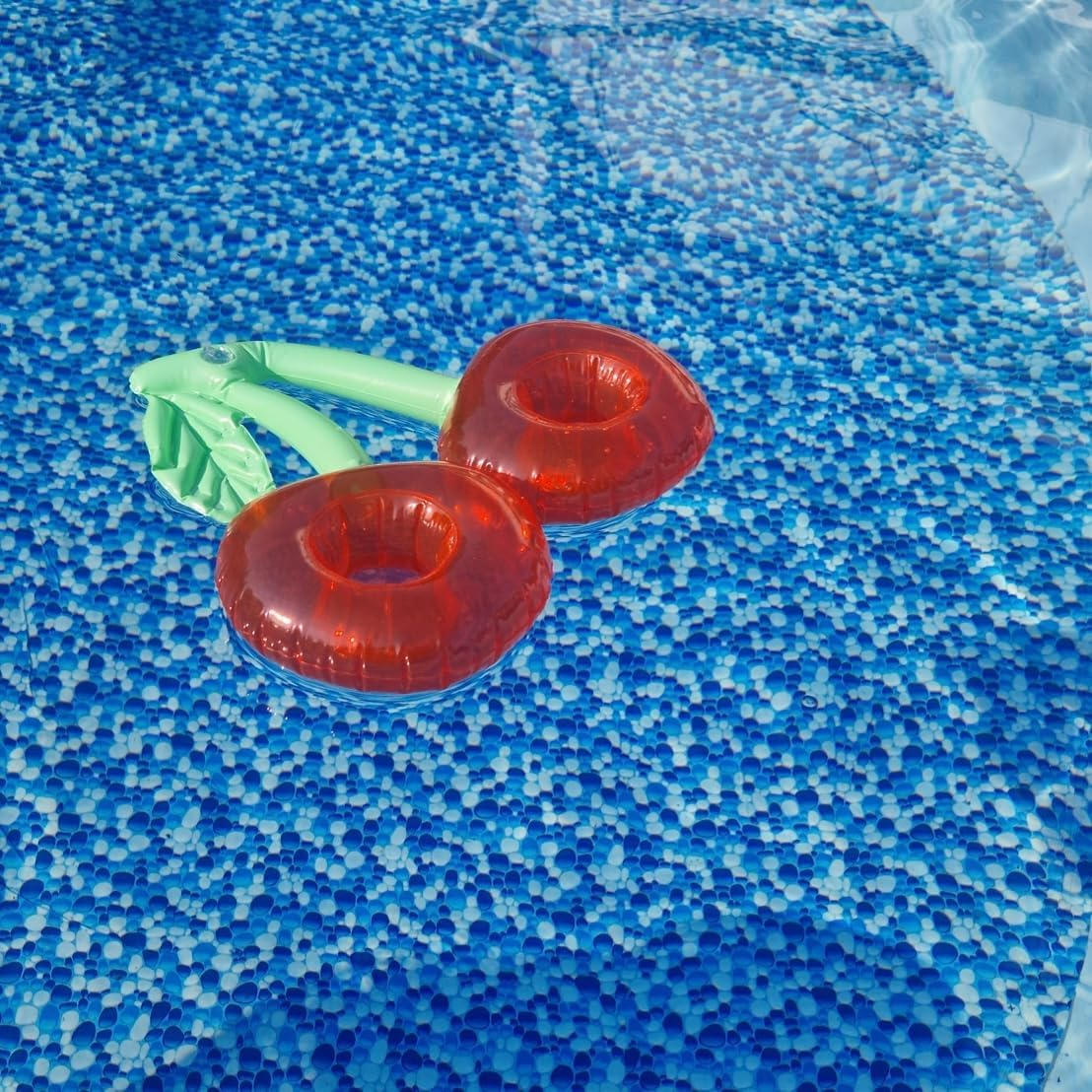 (38x32cm) Aufblasbarer Becherhalter Getränke Kühler Schwimmender Flaschen Dosenhalter für 2 Getränke - Kirschen