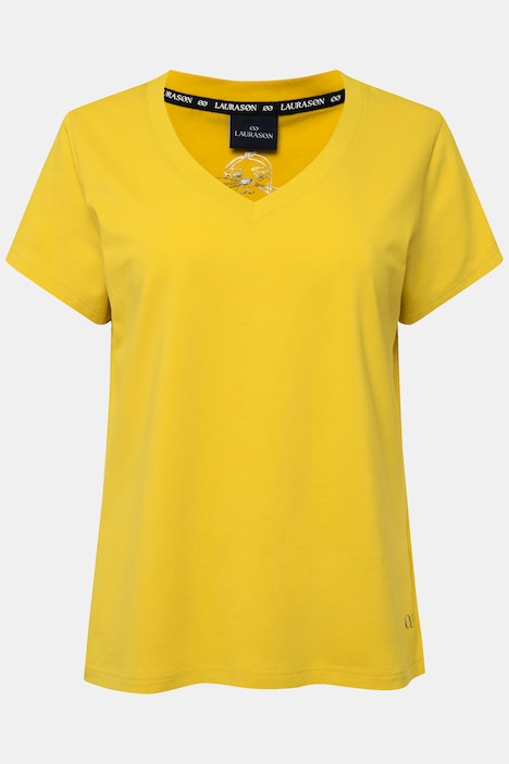 T-Shirt, kleiner Knoten Print, V-Ausschnitt, Halbarm, OEKO-TEX MIG