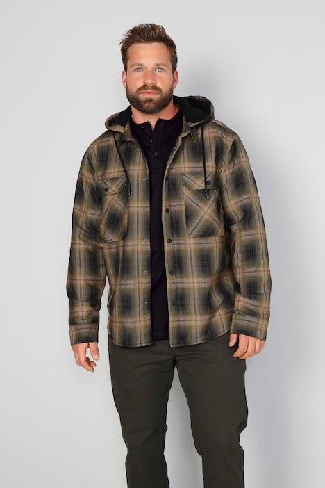 Boston Park Karo-Hemdjacke, Kapuze, Fleecefutter, bis 74