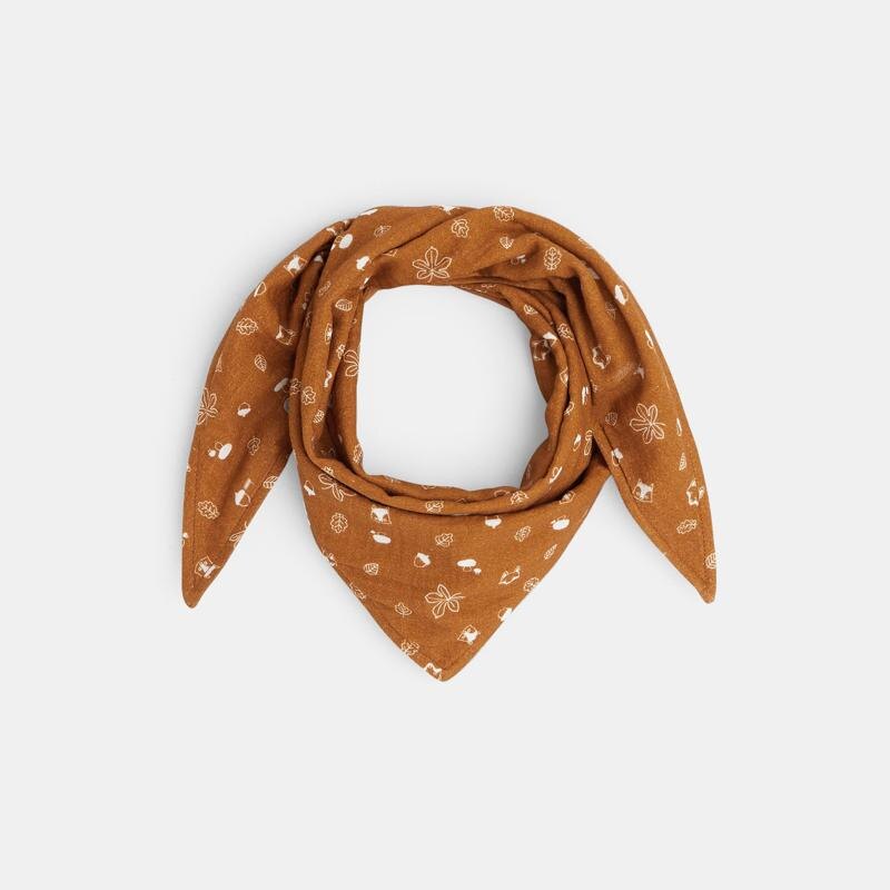 Foulard gaze de coton animaux marron bébé garçon Marron