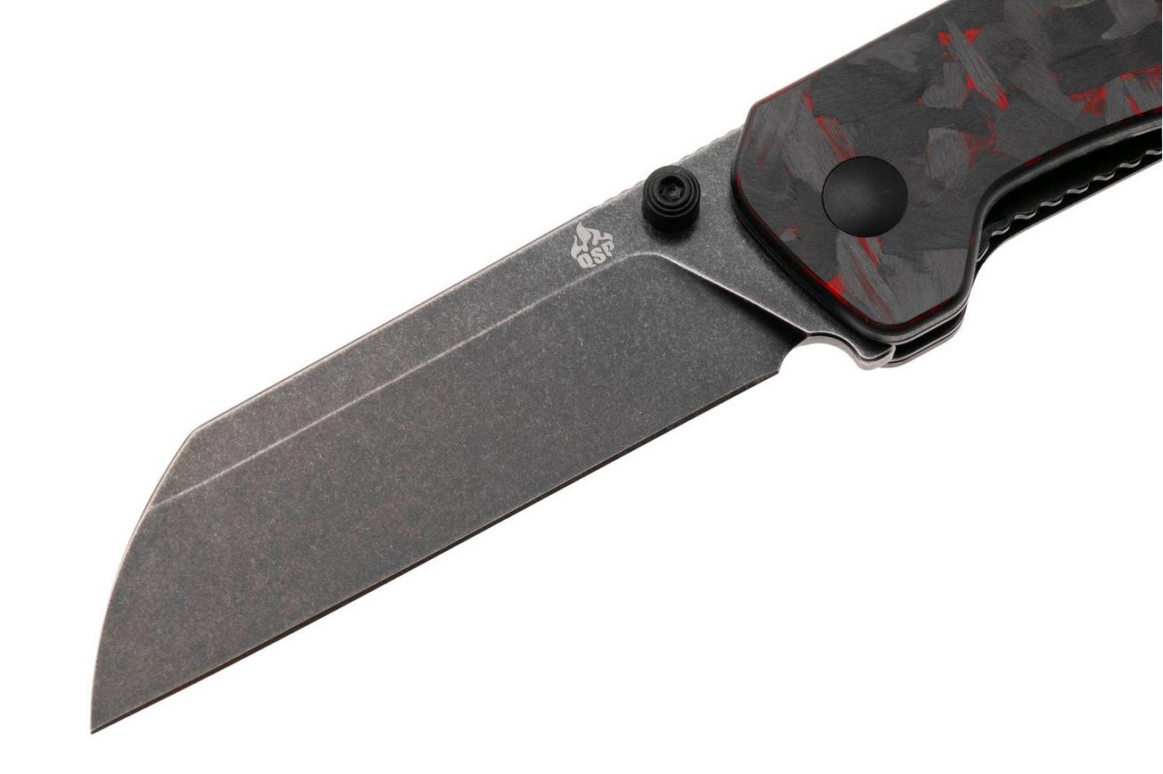 QSP Knife Penguin V2 QS130V2-F2 Blackwashed D2, G10 Shredded Carbon Overlay, zakmes