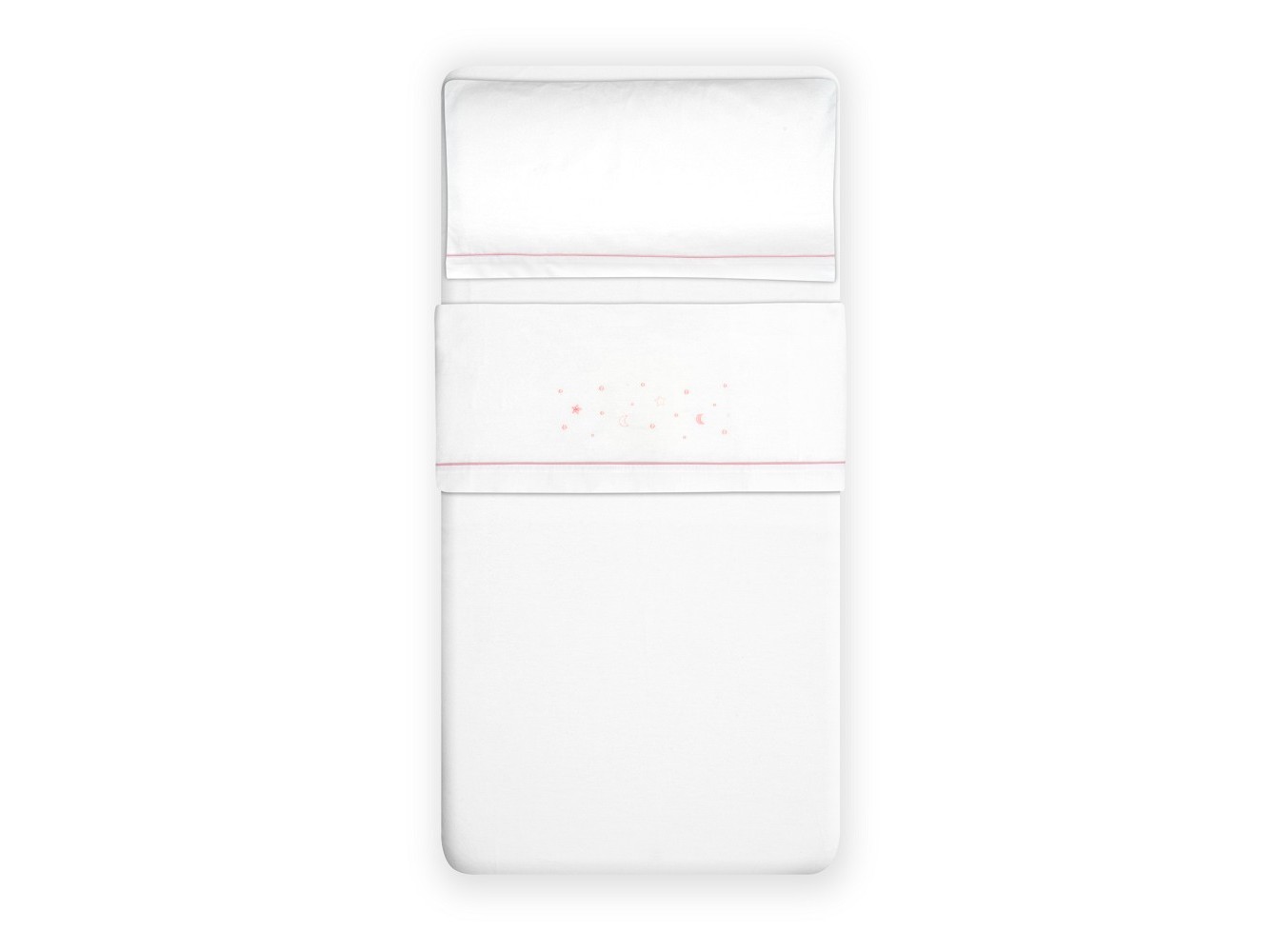 CONJUNTO DE LENÇOIS CAMA INTERBABY FLANELA BRANCO/ROSA 60X120CM