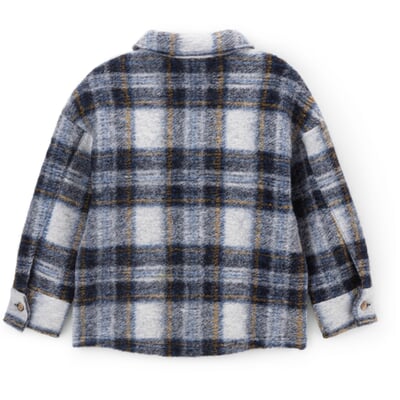 Kinder-Hemdjacke Wollwalk kariert, Blau-Weiß