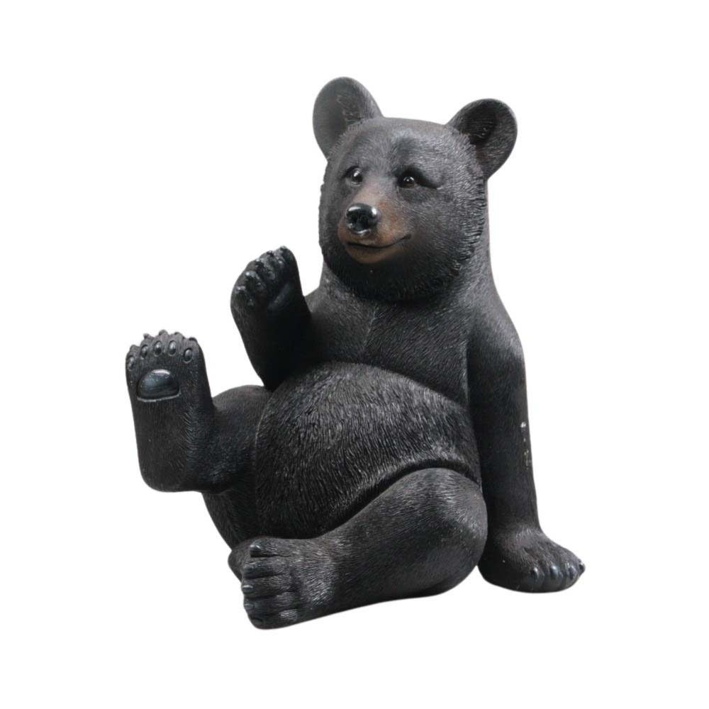 Ours noir en résine 40 cm assis