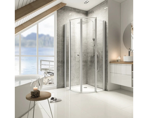 Ronde douche Schulte Garant Bella Lux II R550 80x80 cm helder glas profiel kleur aluminium