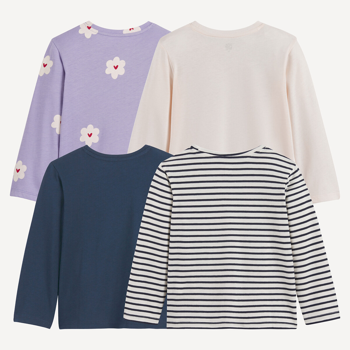 COLEÇÃO LA REDOUTE<br>Conjunto de 4 camisetas de manga comprida e gola redonda